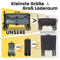 Sekey 120L /135 Foldable Handcart with Brakes Handcart Off-Road Tires