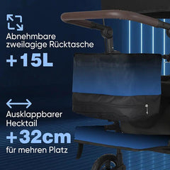 Sekey 110L / 150KG Faltbarer Bollerwagen mit Dach, Schiebegriff, Fußbreme, PU Räder, 5050 Sekey