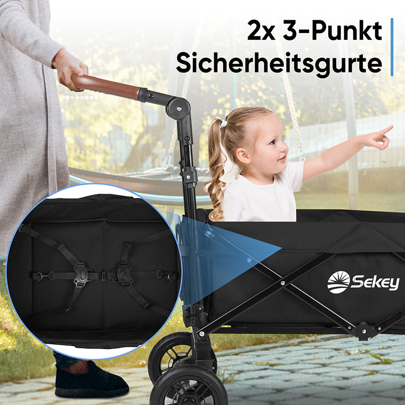 Sekey 150KG Faltbarer Bollerwagenmit Dach, Bollerwagen Kinder Handwagen