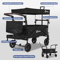 Sekey 150KG Faltbarer Bollerwagenmit Dach, Bollerwagen Kinder Handwagen, 5050