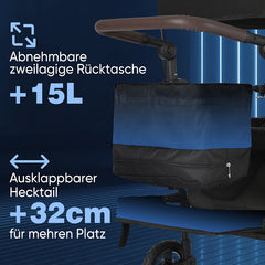 Sekey 150KG Faltbarer Bollerwagenmit Dach, Bollerwagen Kinder Handwagen, 5050