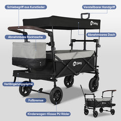 Sekey 150KG Faltbarer Bollerwagenmit Dach, Bollerwagen Kinder Handwagen, 5050
