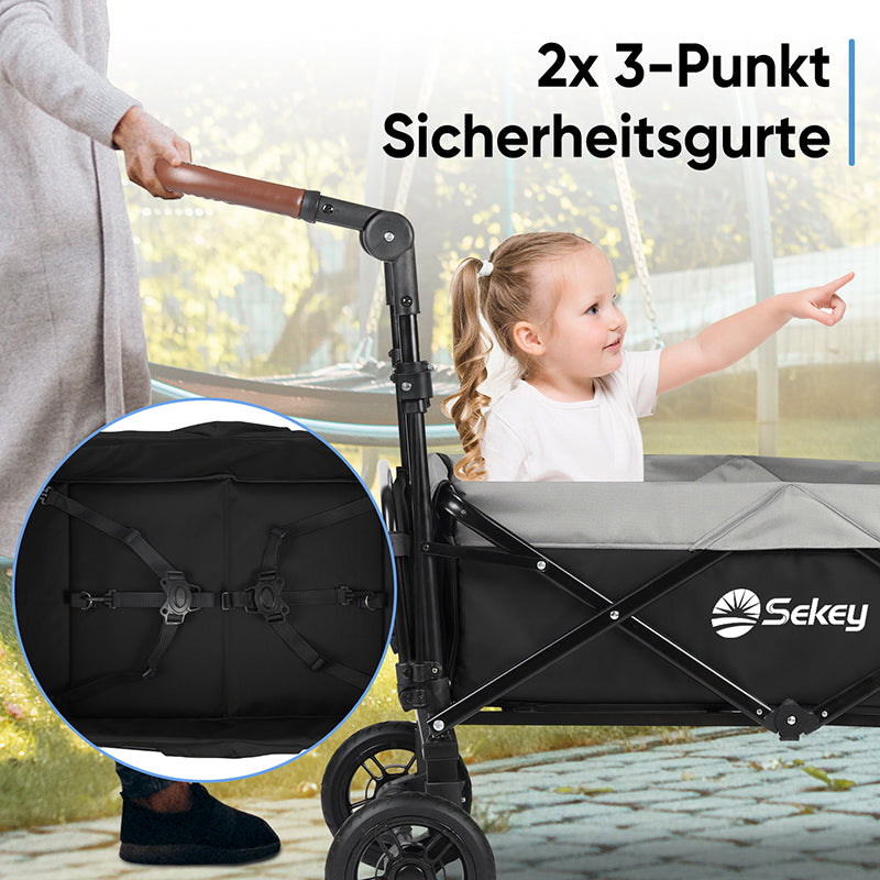 Sekey 150KG Faltbarer Bollerwagenmit Dach, Bollerwagen Kinder Handwagen