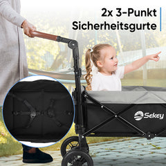 Sekey 150KG Faltbarer Bollerwagenmit Dach, Bollerwagen Kinder Handwagen, 5050