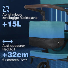 Sekey 110L / 150KG Faltbarer Bollerwagen mit Dach, Schiebegriff, Fußbreme, PU Räder, 5050 Sekey