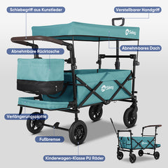 Sekey 150KG Faltbarer Bollerwagenmit Dach, Bollerwagen Kinder Handwagen, 5050