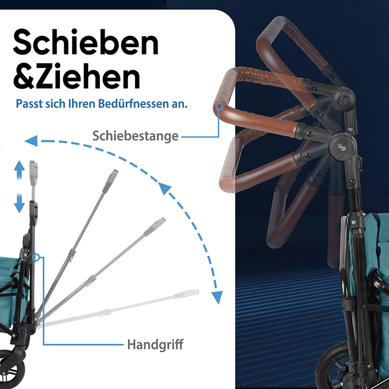 Sekey 150KG Faltbarer Bollerwagenmit Dach, Bollerwagen Kinder Handwagen