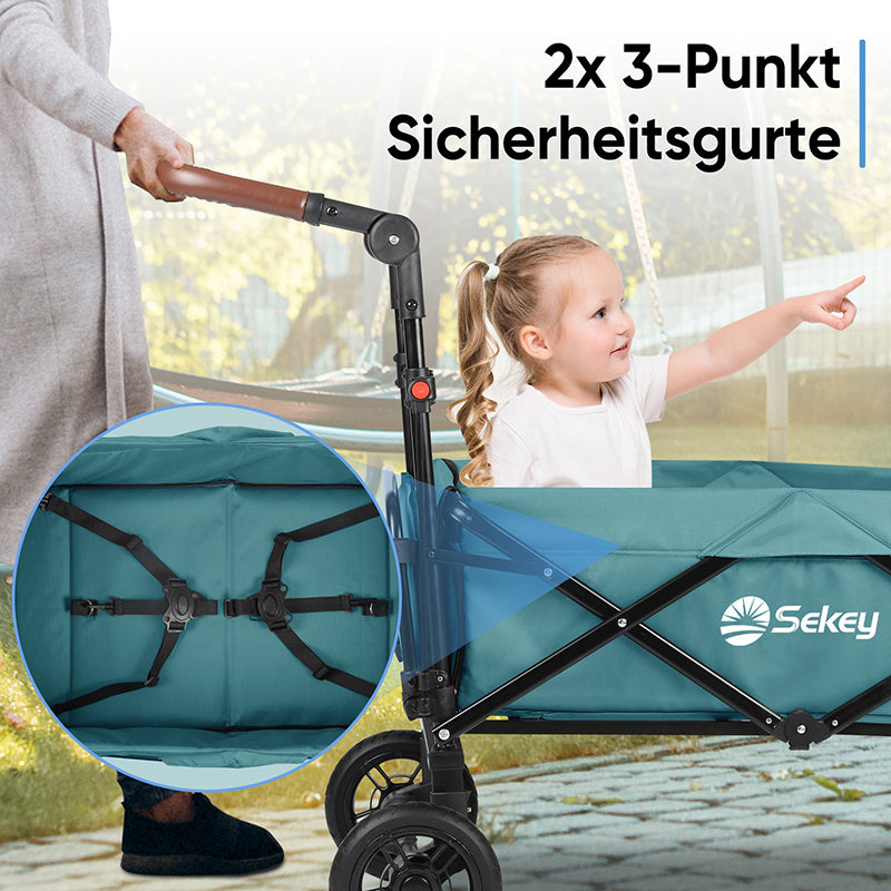 Sekey 150KG Faltbarer Bollerwagenmit Dach, Bollerwagen Kinder Handwagen