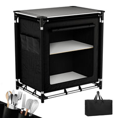 Sekey Campingschrank Faltbar 77x52x76 cm – Campingküche mit Aluminiumgestell & Arbeitsfläche, Tragbar, 2 Stofffächer, Outdoor Tisch