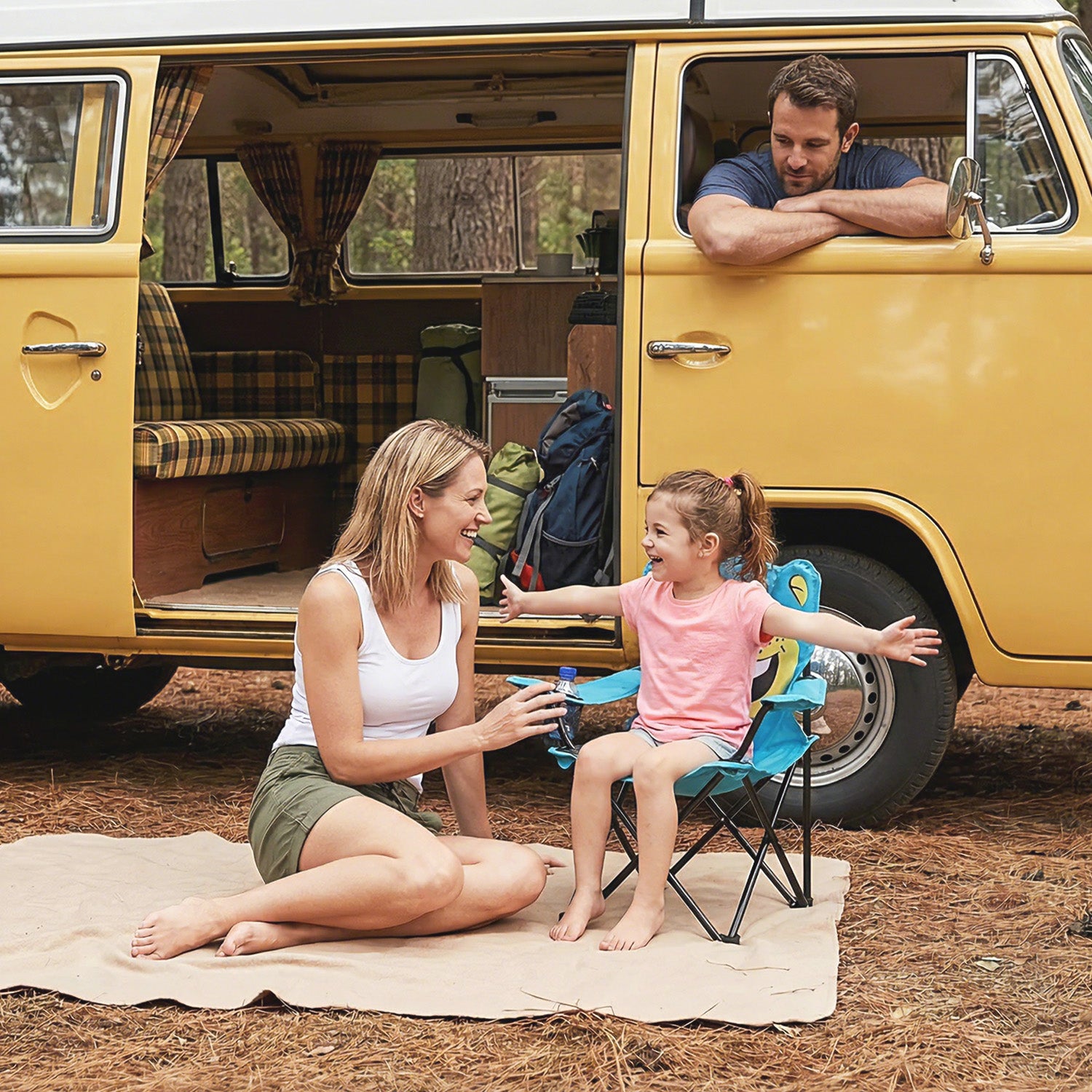Sunula Kinder Klappstuhl Outdoor – Campingstuhl mit Bär-Motiv Blau & G – sekeymall