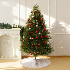 Salcar Christbaumdecke mit Schneeflocken Dekoration, Runder Teppich Weiße Plüsch Decke, Weihnachtsbaumdecke Baumrock, Baumteppich Weihnachten