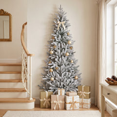 Salcar Halb-Weihnachtsbaum mit Schnee 180/210 cm – Künstlicher Christbaum aus 100 % PE