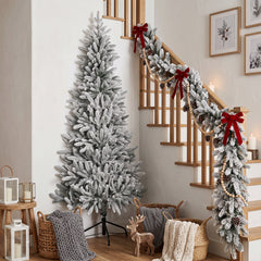Salcar Halb-Weihnachtsbaum mit Schnee 180/210 cm – Künstlicher Christbaum aus 100 % PE