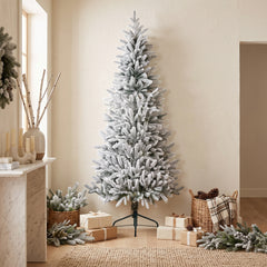 Salcar Halb-Weihnachtsbaum mit Schnee 180/210 cm – Künstlicher Christbaum aus 100 % PE