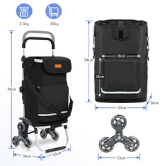 Sekey XXL Einkaufstrolley Treppensteiger 3-Rad – Faltbarer Aluminium 3-in-1 Einkaufswagen mit Höhenverstellbarem Griff, Kühlfach & Getränkefach – Ideal für Camping & Einkäufe