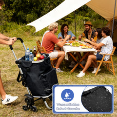 Sekey XXL Einkaufstrolley Treppensteiger 3-Rad – Faltbarer Aluminium 3-in-1 Einkaufswagen mit Höhenverstellbarem Griff, Kühlfach & Getränkefach – Ideal für Camping & Einkäufe