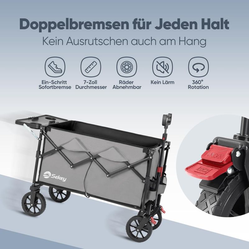 Sekey 150L / 150KG Foldable handcart, with brakes and foldable table top