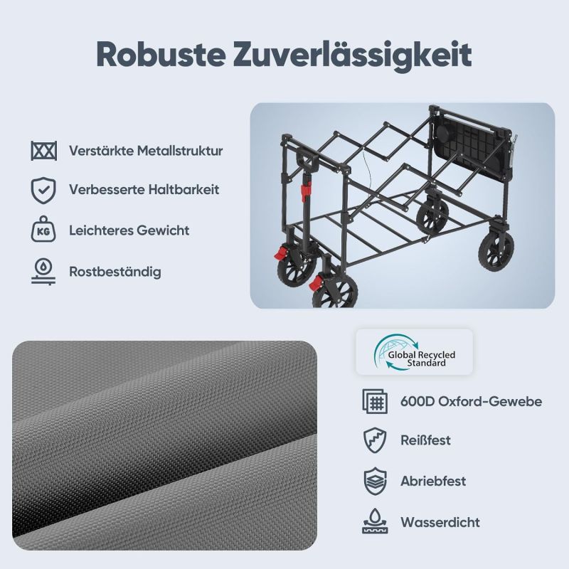 Sekey 150L / 150KG Foldable handcart, with brakes and foldable table top