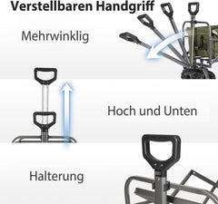 Sekey 94L / 200KG Foldable Handcart, with Brakes and Extra Wide Wheels