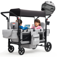 Sekey 80KG Foldable Stroller for 2 Children with Seating, 6060 