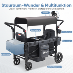 Sekey 80KG Foldable Stroller for 2 Children with Seating, 6060 