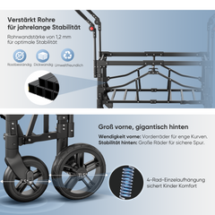 Sekey 80KG Foldable Stroller for 2 Children with Seating, 6060 