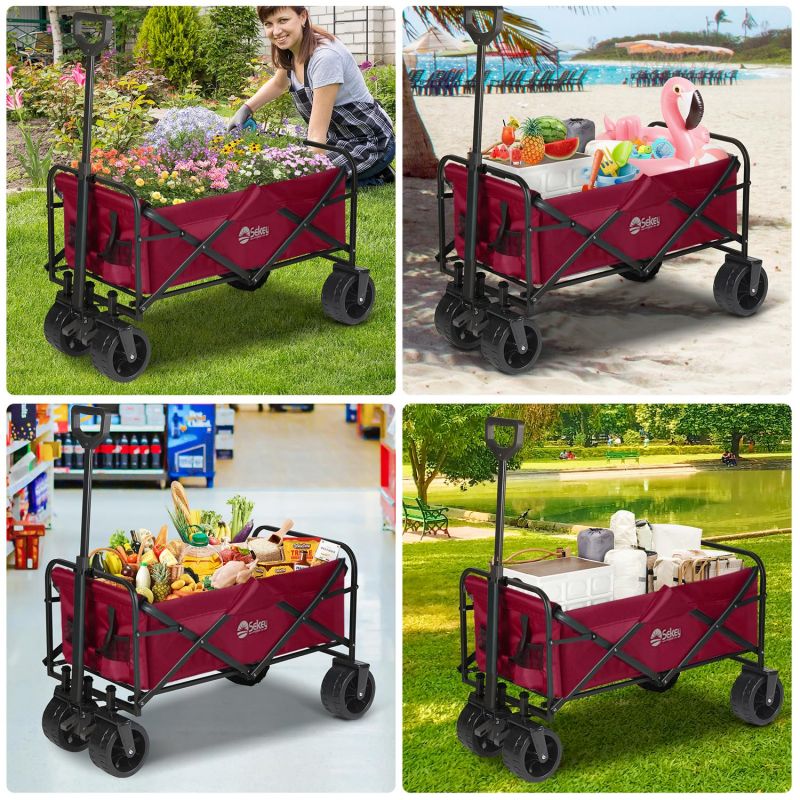 Sekey 94L / 200KG Foldable Handcart, with Brakes and Extra Wide Wheels