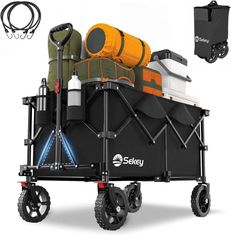 Sekey 200L / 150KG Foldable Handcart, Patented Foldable from Four Directions, with Brakes