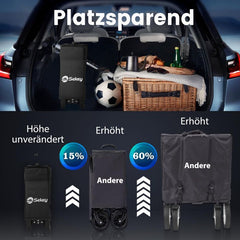 Sekey 200L / 150KG Foldable Handcart, Patented Foldable from Four Directions, with Brakes