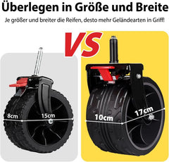 Sekey 300L / 150KG Faltbarer Bollerwagen, Patentiert Zusammenfaltbar aus Vier Richtungen, mit Bremsen und Extra Breiten Rädern