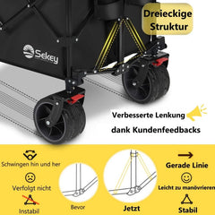 Sekey 300L / 150KG Foldable Handcart, Patented Foldable from Four Directions, with Brakes and Extra Wide Wheels