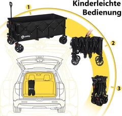 Sekey 300L / 150KG Foldable Handcart, Patented Foldable from Four Directions, with Brakes and Extra Wide Wheels