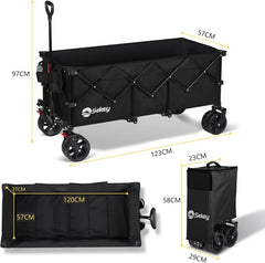 Sekey 300L / 150KG Foldable Handcart, Patented Foldable from Four Directions, with Brakes and Extra Wide Wheels