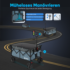 Sekey 200L / 150KG Faltbarer Bollerwagen, Patentiert Zusammenfaltbar aus Vier Richtungen, mit Bremsen Rädern