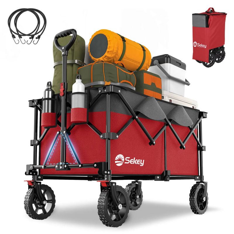 Sekey 200L / 150KG Foldable Handcart, Patented Foldable from Four Directions, with Brakes