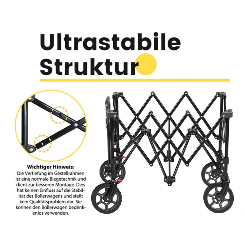 Sekey 200L / 150KG Foldable Handcart, Patented Foldable from Four Directions, with Brakes