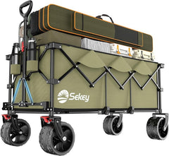 Sekey 300L / 150KG Foldable Handcart, Patented Foldable from Four Directions, with Brakes and Extra Wide Wheels