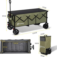 Sekey 300L / 150KG Foldable Handcart, Patented Foldable from Four Directions, with Brakes and Extra Wide Wheels