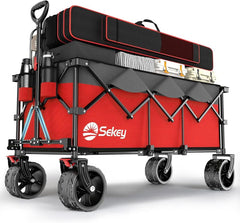 Sekey 300L / 150KG Foldable Handcart, Patented Foldable from Four Directions, with Brakes and Extra Wide Wheels