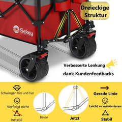 Sekey 300L / 150KG Foldable Handcart, Patented Foldable from Four Directions, with Brakes and Extra Wide Wheels