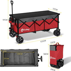 Sekey 300L / 150KG Foldable Handcart, Patented Foldable from Four Directions, with Brakes and Extra Wide Wheels