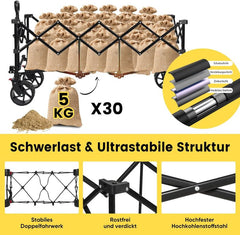 Sekey 300L / 150KG Foldable Handcart, Patented Foldable from Four Directions, with Brakes and Extra Wide Wheels