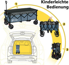 Sekey 300L / 150KG Foldable Handcart, Patented Foldable from Four Directions, with Brakes and Extra Wide Wheels