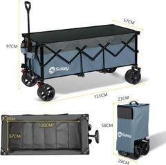 Sekey 300L / 150KG Foldable Handcart, Patented Foldable from Four Directions, with Brakes and Extra Wide Wheels