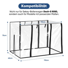 Sekey Bollerwagen Regenschutz für Dach-SS 5050, 110x60x75cm