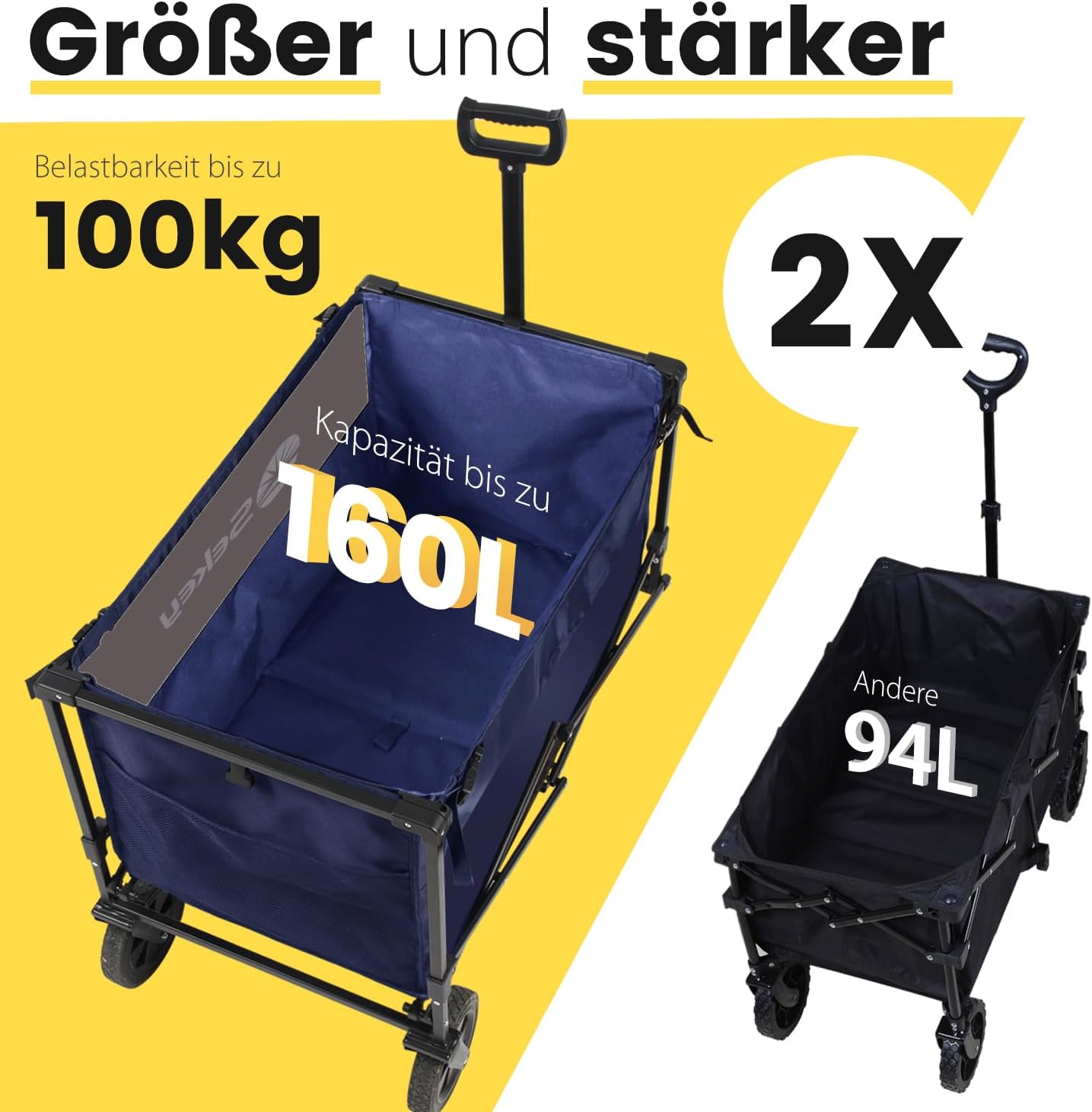 Sekey 160L / 100KG Foldable Handcart, with Practical Zipper