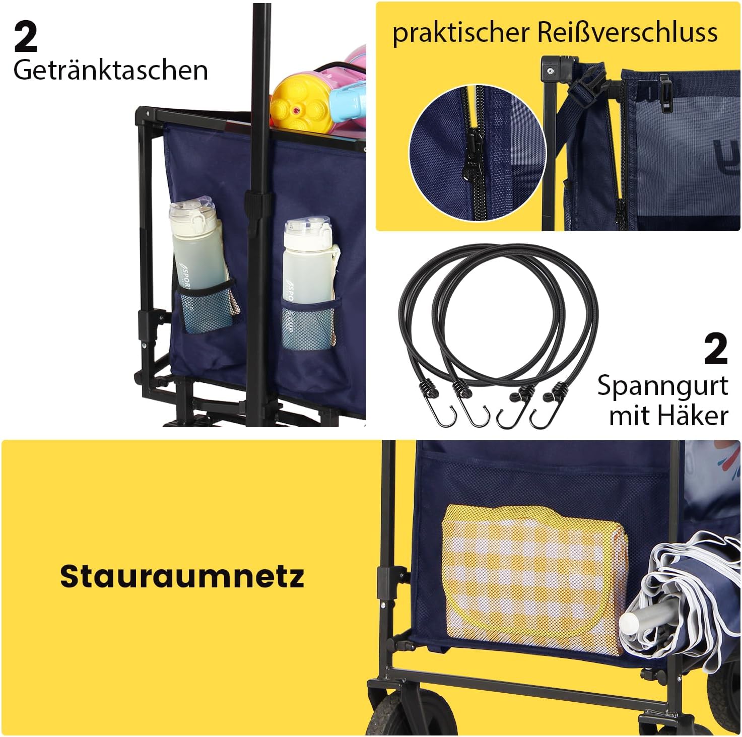 Sekey 160L / 100KG Foldable Handcart, with Practical Zipper