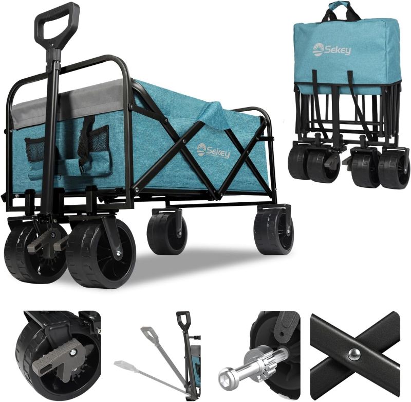 Sekey 94L / 200KG Foldable Handcart, with Brakes and Extra Wide Wheels