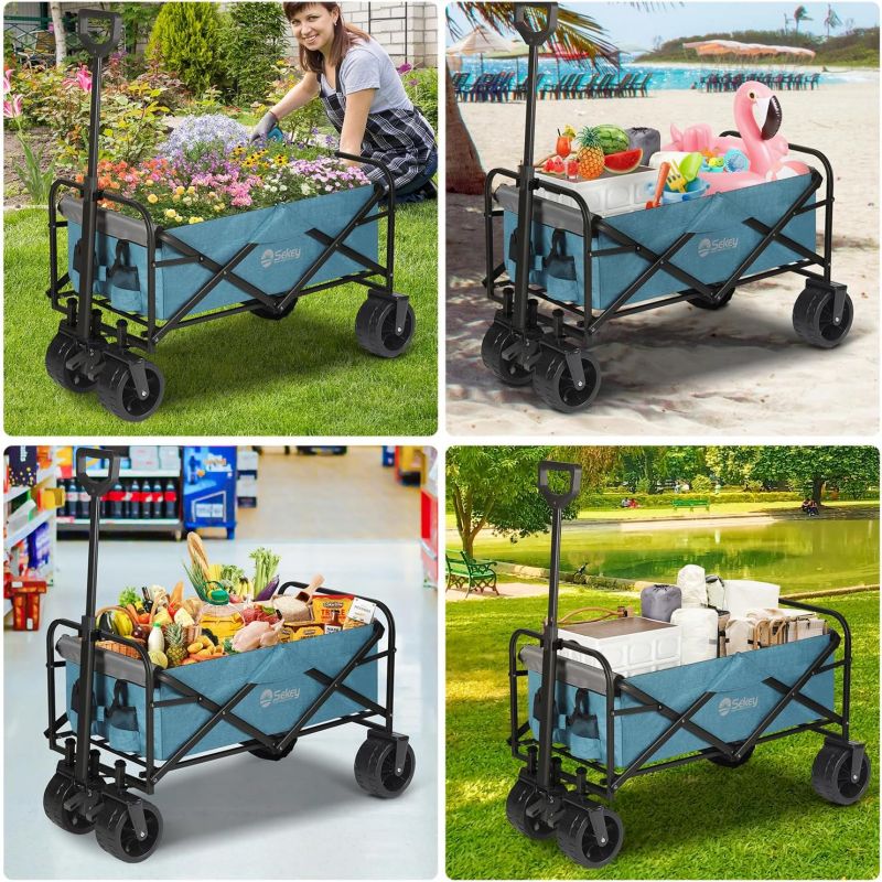 Sekey 94L / 200KG Foldable Handcart, with Brakes and Extra Wide Wheels