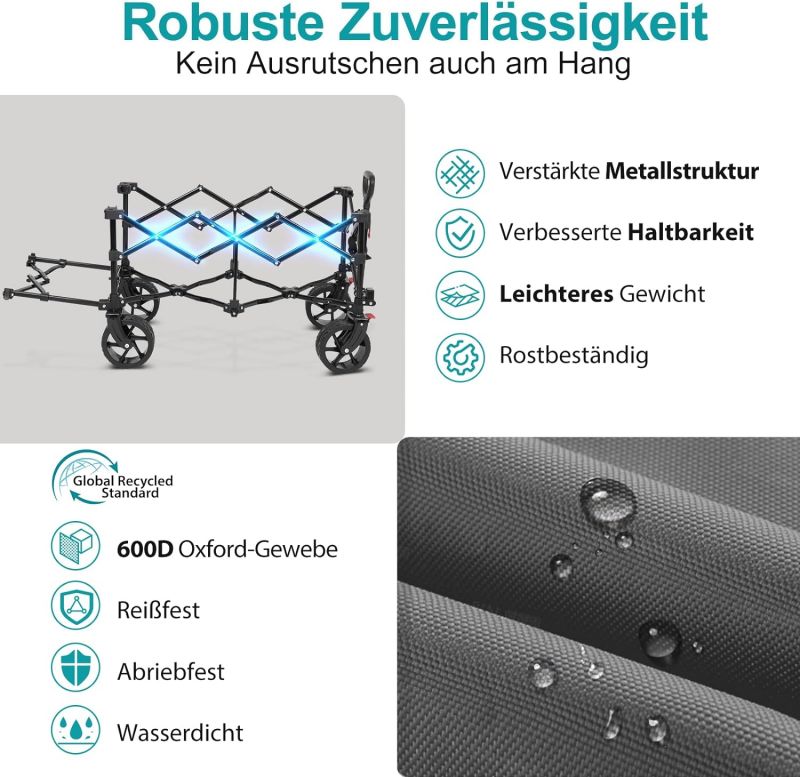 Sekey 135L &amp; 200L / 150KG Foldable Handcart, Patented Foldable from Four Directions, with Extendable Tailgate